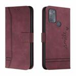 For Motorola Moto G50 Retro Skin Feel Horizontal Flip Soft TPU + PU Leather Case with Holder & Card Slots & Photo Frame(Wine Red)