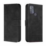 For Motorola Moto G50 Retro Skin Feel Horizontal Flip Soft TPU + PU Leather Case with Holder & Card Slots & Photo Frame(Black)