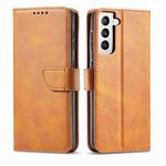 For Samsung Galaxy S21 5G Calf Texture Buckle Horizontal Flip Leather Case with Holder & Card Slots & Wallet(Khaki)
