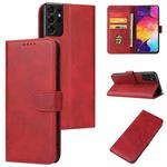 For Samsung Galaxy S20 Ultra Calf Texture Buckle Horizontal Flip Leather Case with Holder & Card Slots & Wallet(Red)