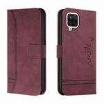 For Samsung Galaxy A42 5G Retro Skin Feel Horizontal Flip Soft TPU + PU Leather Case with Holder & Card Slots & Photo Frame(Wine Red)