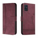 For Samsung Galaxy M51 Retro Skin Feel Horizontal Flip Soft TPU + PU Leather Case with Holder & Card Slots & Photo Frame(Wine Red)