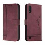 For Samsung Galaxy A01 Retro Skin Feel Horizontal Flip Soft TPU + PU Leather Case with Holder & Card Slots & Photo Frame(Wine Red)