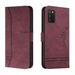 For Samsung Galaxy A02s EU Version Retro Skin Feel Horizontal Flip Soft TPU + PU Leather Case with Holder & Card Slots & Photo Frame(Wine Red)