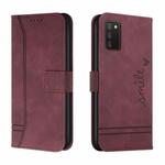 For Samsung Galaxy A02s US Version Retro Skin Feel Horizontal Flip Soft TPU + PU Leather Case with Holder & Card Slots & Photo Frame(Wine Red)