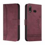 For Samsung Galaxy A10s Retro Skin Feel Horizontal Flip Soft TPU + PU Leather Case with Holder & Card Slots & Photo Frame(Wine Red)