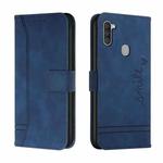 For Samsung Galaxy A11 Retro Skin Feel Horizontal Flip Soft TPU + PU Leather Case with Holder & Card Slots & Photo Frame(Blue)