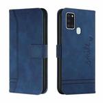 For Samsung Galaxy A21s Retro Skin Feel Horizontal Flip Soft TPU + PU Leather Case with Holder & Card Slots & Photo Frame(Blue)