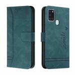 For Samsung Galaxy A21s Retro Skin Feel Horizontal Flip Soft TPU + PU Leather Case with Holder & Card Slots & Photo Frame(Army Green)