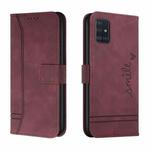 For Samsung Galaxy A51 4G Retro Skin Feel Horizontal Flip Soft TPU + PU Leather Case with Holder & Card Slots & Photo Frame(Wine Red)
