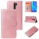 For Xiaomi Redmi 9 Calf Texture Buckle Horizontal Flip Leather Case with Holder & Card Slots & Wallet(Rose Gold)