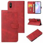 For Xiaomi Redmi 9A Calf Texture Buckle Horizontal Flip Leather Case with Holder & Card Slots & Wallet(Red)