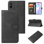 For Xiaomi Redmi 9A Calf Texture Buckle Horizontal Flip Leather Case with Holder & Card Slots & Wallet(Black)