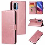 For Xiaomi Redmi K40 Calf Texture Buckle Horizontal Flip Leather Case with Holder & Card Slots & Wallet(Rose Gold)