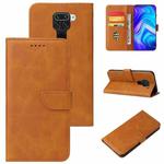 For Xiaomi Redmi Note 9 Calf Texture Buckle Horizontal Flip Leather Case with Holder & Card Slots & Wallet(Khaki)