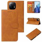 For Xiaomi Mi 11 Calf Texture Buckle Horizontal Flip Leather Case with Holder & Card Slots & Wallet(Khaki)