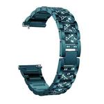 22mm Universal Three-beads Diamond Steel Watch Band(Blue)
