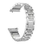 22mm Universal Three-beads Diamond Steel Watch Band(Silver)
