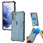 For Samsung Galaxy S21 FE 5G Y Style Multifunction Card Stand Back Cover PU + TPU + PC Magnetic Shockproof Case(Light Blue)