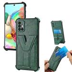 For Samsung Galaxy A71 Y Style Multifunction Card Stand Back Cover PU + TPU + PC Magnetic Shockproof Case(Green)