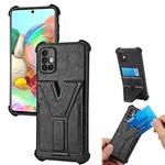 For Samsung Galaxy A71 Y Style Multifunction Card Stand Back Cover PU + TPU + PC Magnetic Shockproof Case(Black)