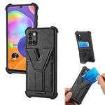 For Samsung Galaxy A03s / A02s 164mm Y Style Multifunction Card Stand Back Cover PU + TPU + PC Magnetic Shockproof Case(Black)