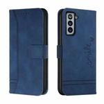 For Samsung Galaxy S21 5G Retro Skin Feel Horizontal Flip Soft TPU + PU Leather Case with Holder & Card Slots & Photo Frame(Blue)