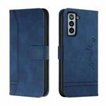 For Samsung Galaxy S21 FE Retro Skin Feel Horizontal Flip Soft TPU + PU Leather Case with Holder & Card Slots & Photo Frame(Blue)