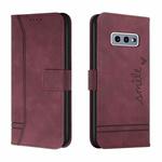 For Samsung Galaxy S10e Retro Skin Feel Horizontal Flip Soft TPU + PU Leather Case with Holder & Card Slots & Photo Frame(Wine Red)