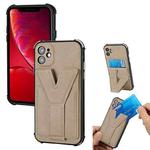 Y Style Multifunction Card Stand Back Cover PU + TPU + PC Magnetic Shockproof Case For iPhone 11(Khaki)