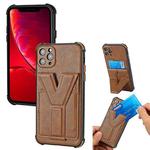 Y Style Multifunction Card Stand Back Cover PU + TPU + PC Magnetic Shockproof Case For iPhone 11 Pro(Brown)