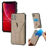 Y Style Multifunction Card Stand Back Cover PU + TPU + PC Magnetic Shockproof Case For iPhone 11 Pro Max(Khaki)