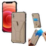 Y Style Multifunction Card Stand Back Cover PU + TPU + PC Magnetic Shockproof Case For iPhone X / XS(Khaki)
