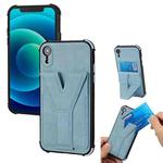 Y Style Multifunction Card Stand Back Cover PU + TPU + PC Magnetic Shockproof Case For iPhone XR(Blue)