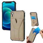 Y Style Multifunction Card Stand Back Cover PU + TPU + PC Magnetic Shockproof Case For iPhone XR(Khaki)