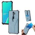 For OPPO A9 2020 Y Style Multifunction Card Stand Back Cover PU + TPU + PC Magnetic Shockproof Case(Blue)