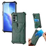 For OPPO Reno5 Pro Y Style Multifunction Card Stand Back Cover PU + TPU + PC Magnetic Shockproof Case(Green)