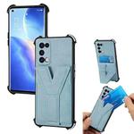 For OPPO Reno5 Pro Y Style Multifunction Card Stand Back Cover PU + TPU + PC Magnetic Shockproof Case(Blue)