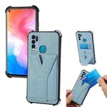 For Infinix Hot 9 Y Style Multifunction Card Stand Back Cover PU + TPU + PC Magnetic Shockproof Case(Light Blue)
