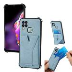 For Infinix Hot 10 Y Style Multifunction Card Stand Back Cover PU + TPU + PC Magnetic Shockproof Case(Light Blue)