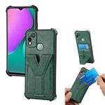 For Infinix Hot 10 Play Y Style Multifunction Card Stand Back Cover PU + TPU + PC Magnetic Shockproof Case(Green)