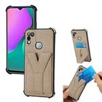 For Infinix Hot 10 Play Y Style Multifunction Card Stand Back Cover PU + TPU + PC Magnetic Shockproof Case(Khaki)