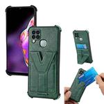 For Infinix Hot 10T Y Style Multifunction Card Stand Back Cover PU + TPU + PC Magnetic Shockproof Case(Green)