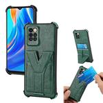 For Infinix Note 8 Y Style Multifunction Card Stand Back Cover PU + TPU + PC Magnetic Shockproof Case(Green)