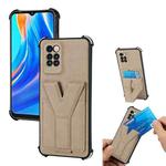 For Infinix Note 8 Y Style Multifunction Card Stand Back Cover PU + TPU + PC Magnetic Shockproof Case(Khaki)