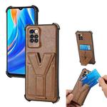 For Infinix Note 8 Y Style Multifunction Card Stand Back Cover PU + TPU + PC Magnetic Shockproof Case(Brown)