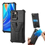 For Infinix Note 10 Pro Y Style Multifunction Card Stand Back Cover PU + TPU + PC Magnetic Shockproof Case(Black)