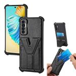 For Tecno Camon 17P Y Style Multifunction Card Stand Back Cover PU + TPU + PC Magnetic Shockproof Case(Black)