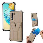 For Tecno Camon 17 Pro Y Style Multifunction Card Stand Back Cover PU + TPU + PC Magnetic Shockproof Case(Khaki)