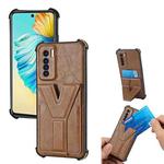 For Tecno Camon 17 Pro Y Style Multifunction Card Stand Back Cover PU + TPU + PC Magnetic Shockproof Case(Brown)